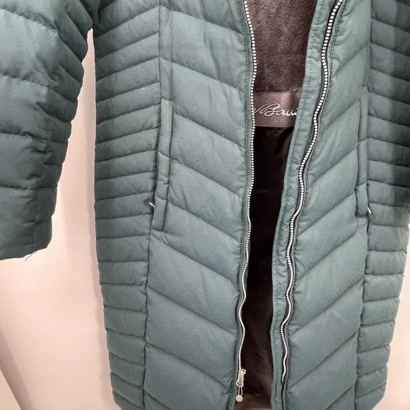 Long Quilted Hooded Down Puffer Coat in Teal - Picture 8 of 15